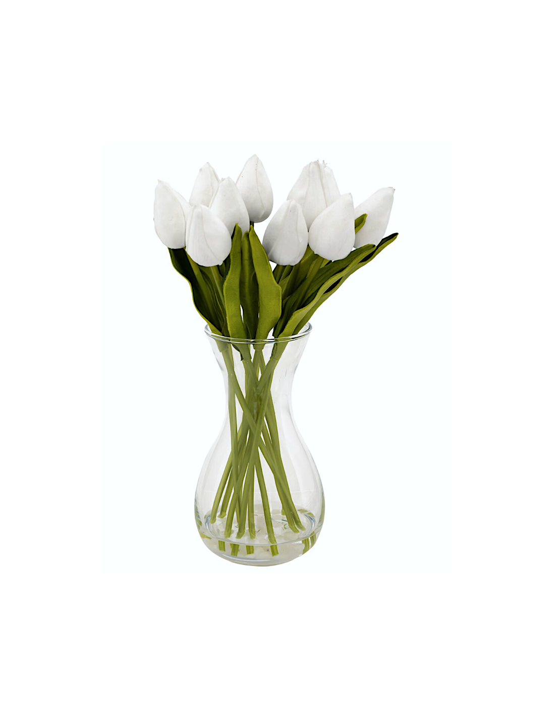 Composizione Tulipani Bianchi con Vaso in Vetro H28,5 cm Atmosphera | shopincasa.it