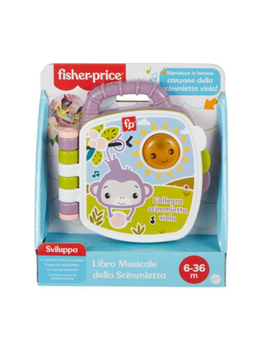 Fisher-Price Libro delle Canzoncine della Scimmietta Viola, giocattolo musicale interattivo per neonati e bambini dai 6 mesi.