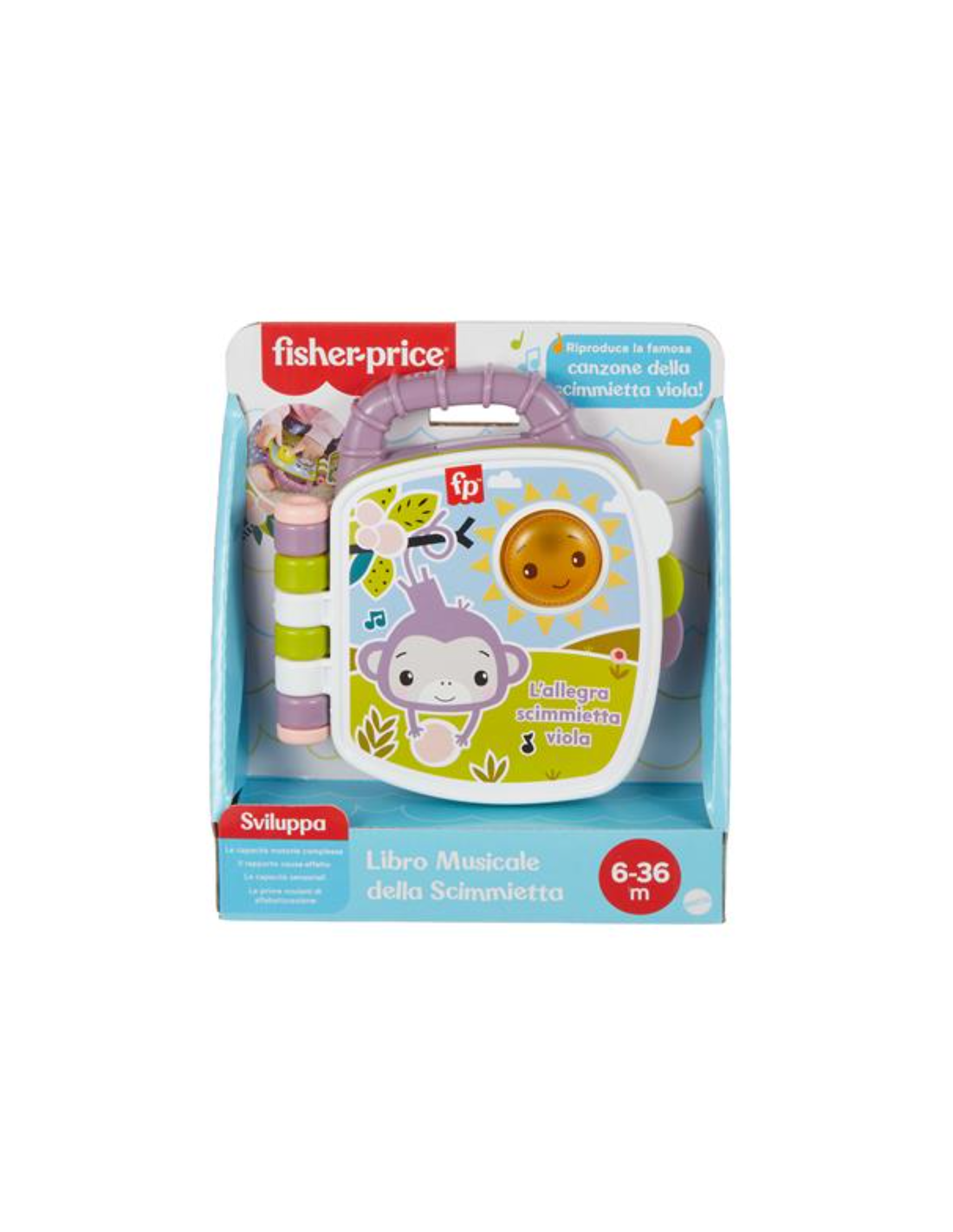 Fisher-Price Libro delle Canzoncine della Scimmietta Viola, giocattolo musicale interattivo per neonati e bambini dai 6 mesi.