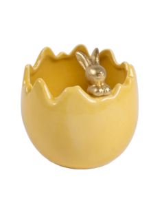 UOVO CONTENITORE 141047 CONIGLIO CERAMICA GIALLO 11X11CM