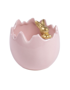 UOVO CONTENITORE 141048 CONIGLIO CERAMICA ROSA 9X9CM