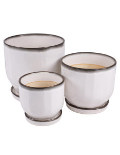 CACHEPOT 140690 1 MIS CERAMICA GRIGIO CON SOTTOVASO