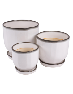 CACHEPOT 140690 3 MIS CERAMICA GRIGIO CON SOTTOVASO 22X21CM