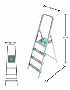 SCALE ALLUMINIO: vendita online Scala LIBELLULA, alluminio, 4 gradini, antiscivolo, maniglione di sicurezza, silver, Made in ...