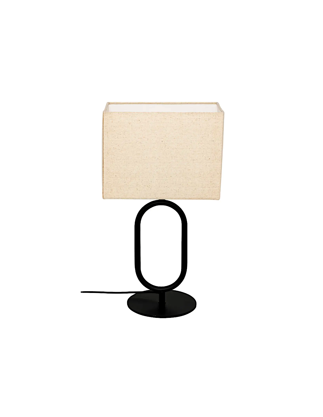 Atmosphera Lampada Paralume Panna e Metallo Nero H52 cm | shopincasa.it