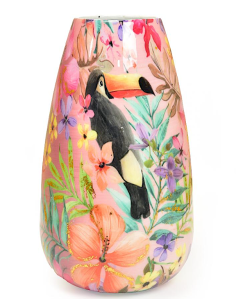 VASO 21253 ENAMEL METALLO 18X30CM DECORATO