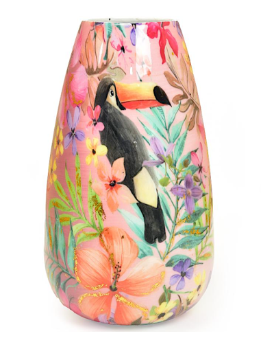 VASO 21253 ENAMEL METALLO 18X30CM DECORATO