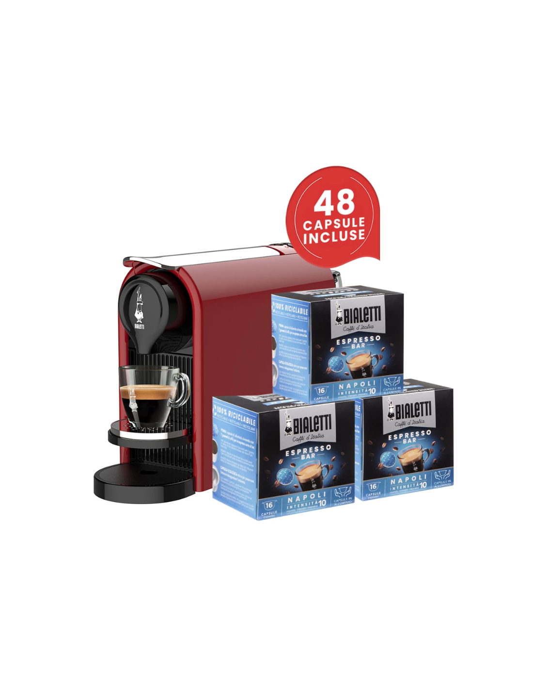 Bialetti Gioia Plus + 48 Capsule | Macchina da Caffè Automatica Rosso – Shopincasa.it