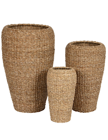 FIORIERA MC210273 1 MIS SEAGRASS/METALLO 21X41CM NATURALE