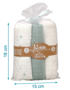Set 3 Museline Salvia, Bianco e Stampato Kiokids su Shopincasa.it