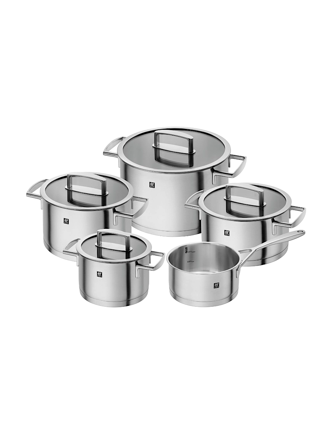 BATTERIE COMPLETE: vendita online Vitality Batteria di Pentole 5 Pezzi in Acciaio Inox 18/10, Triplo Fondo, con Coperchi, Com...