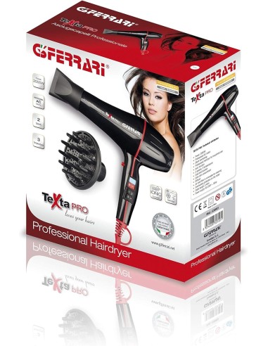 ASCIUGACAPELLI: vendita online G3 Ferrari G30003, Phon Professionale 2000W, Motore AC, Ioni, 2 Velocità, 3 Temperature, Getto...