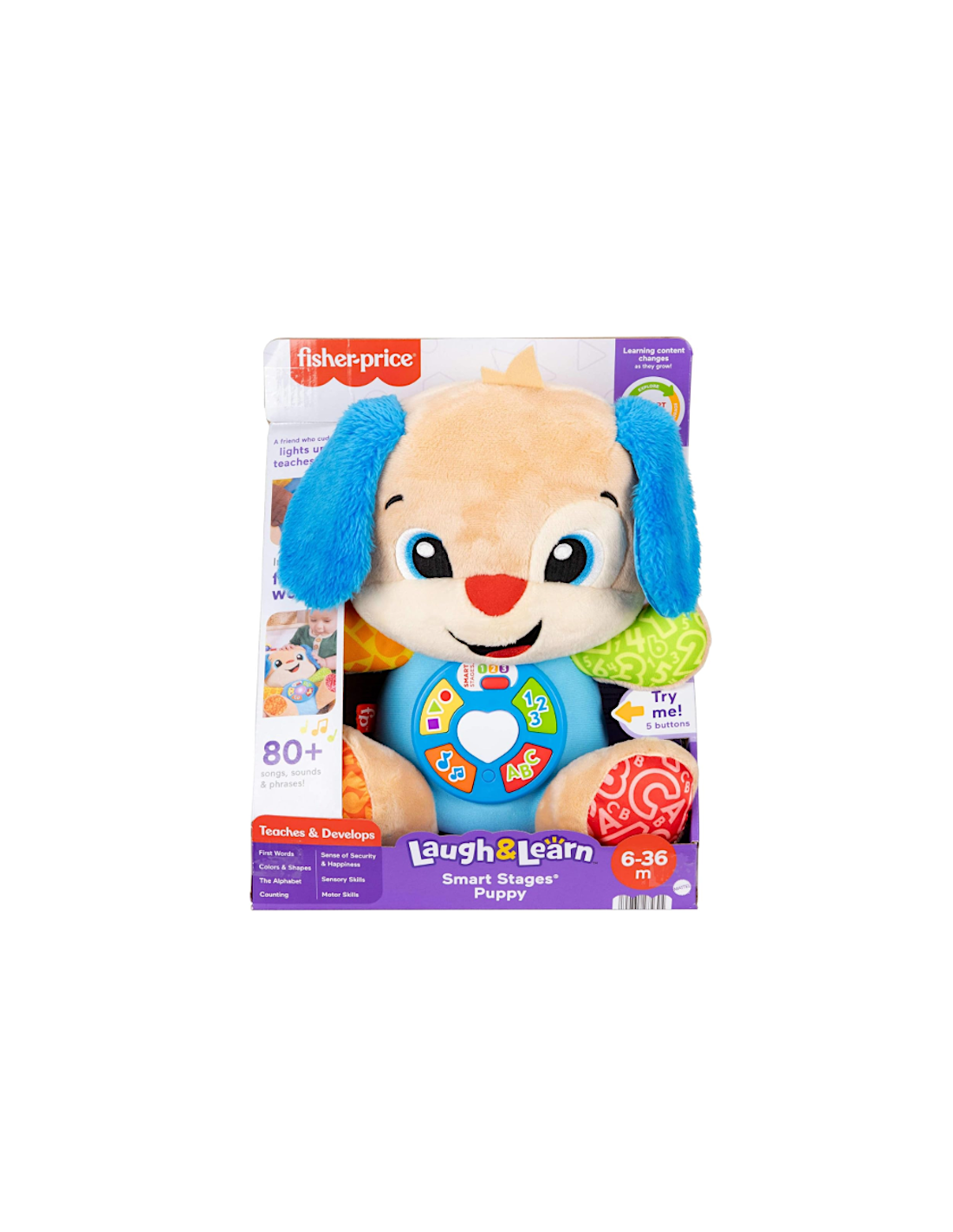 Cagnolino Ridi e Impara Fisher-Price Smart Stages multilingue, peluche musicale educativo per bambini.