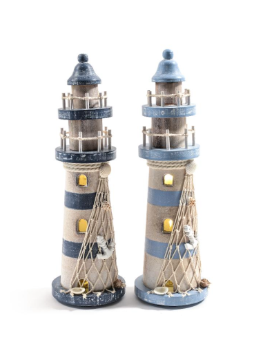 DECORAZIONE FARO 28842 LEGNO CON LUCI 10X33CM ASSORTITO