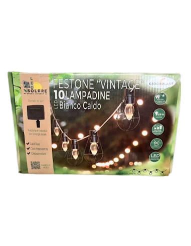 FESTONE VINTAGE 10 LAMPADINE LED BIANCO CALDO DA ESTERNO 1,8MT