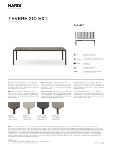 TAVOLI: vendita online Tavolo allungabile modello Tevere Colore Antracite 100x211/275xH.76,5cm in offerta