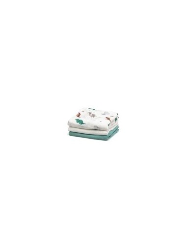 Set 3 Mussoline Dinosauri Kiokids su Shopincasa.it | In Bambù e Cotone