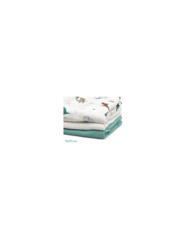Set 3 Mussoline Dinosauri Kiokids su Shopincasa.it | In Bambù e Cotone
