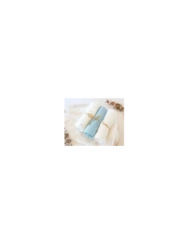 Set 3 Museline Azzurro, Bianco e Stampato Kiokids su Shopincasa.it
