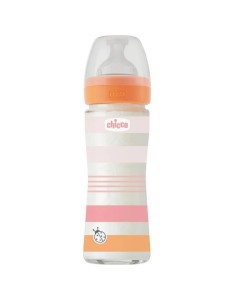 Chicco Biberon Well-Being Vetro Rosa 240ml | Silicone Soft Sense