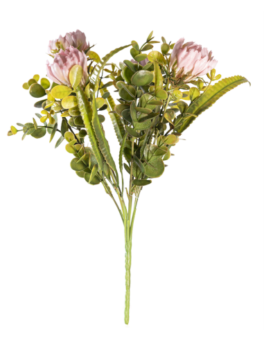 MAZZO 271001311 EUCALIPTO CON FIORI ROSA 33CM