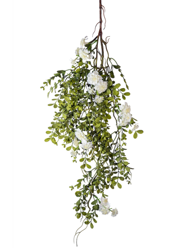 RAMO 271001436 SUCCULENTA CON FIORI BIANCHI 85CM