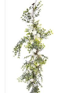 RAMO 271001536 SUCCULENTA CON FIORI BIANCHI 120CM