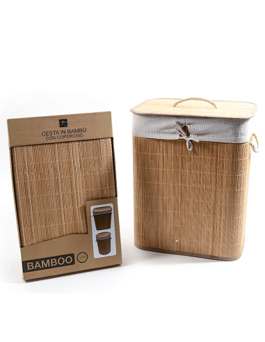 PORTABIANCHERIA 27609 BAMBOO 40X30X50CM CON SACCA IN TESSUTO