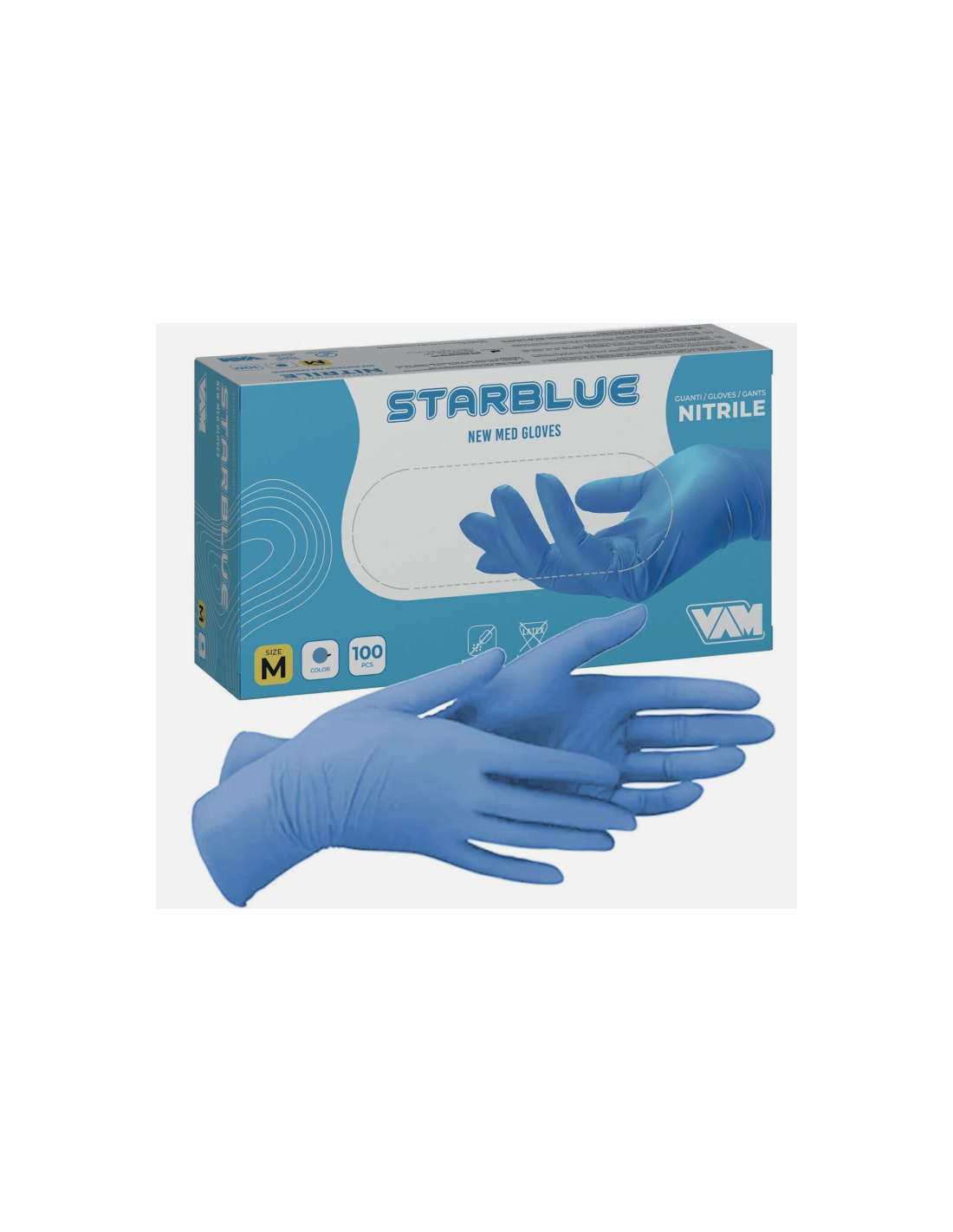 CONF 100 GUANTI NITRILE MIS.M BLU