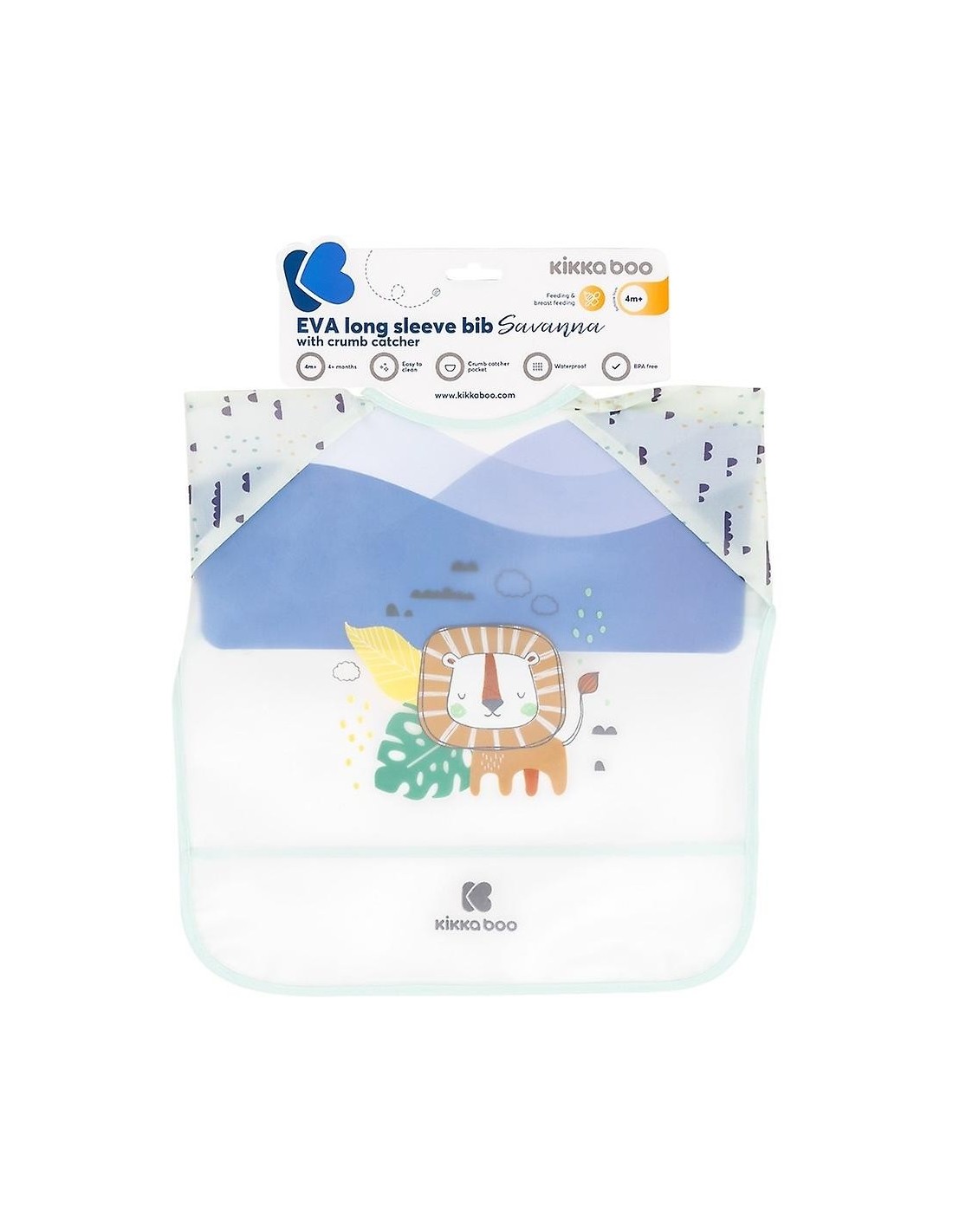 Bavaglino Kikkaboo Savanna Verde con Raccoglibriciole e Maniche Lunghe | shopincasa.it