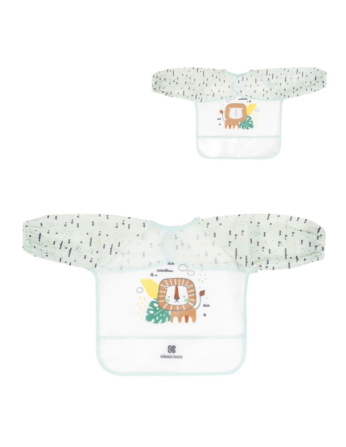 Bavaglino Kikkaboo Savanna Verde con Raccoglibriciole e Maniche Lunghe | shopincasa.it