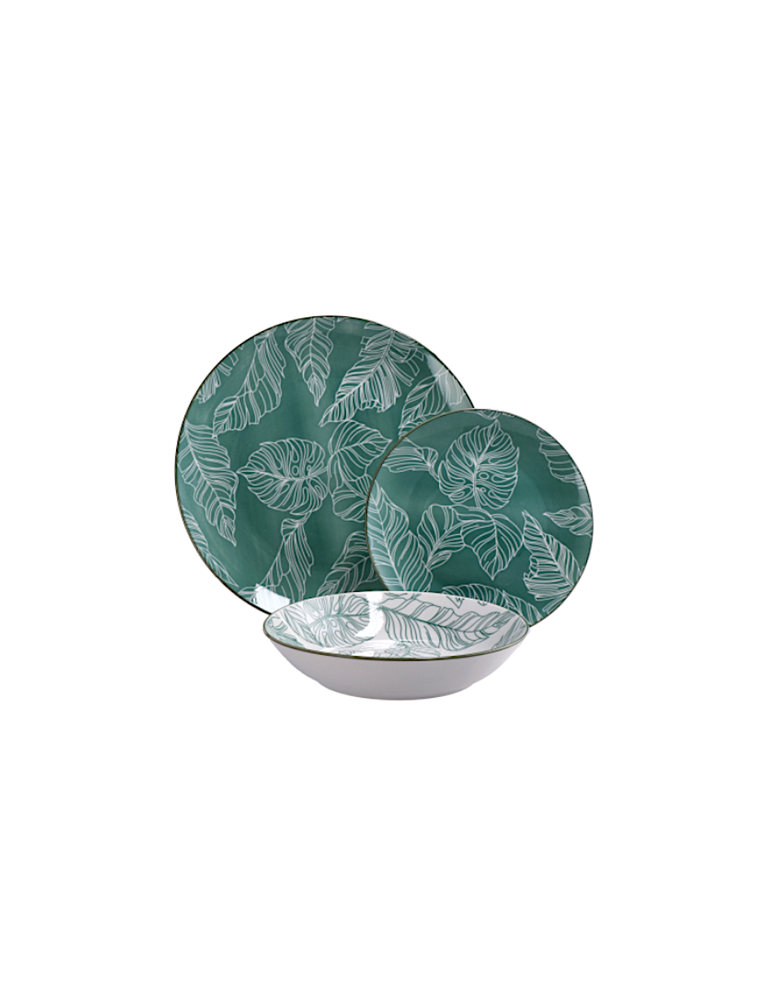 SERVIZIO TAVOLA 18PZ CERAMICA VERDE SALVIA