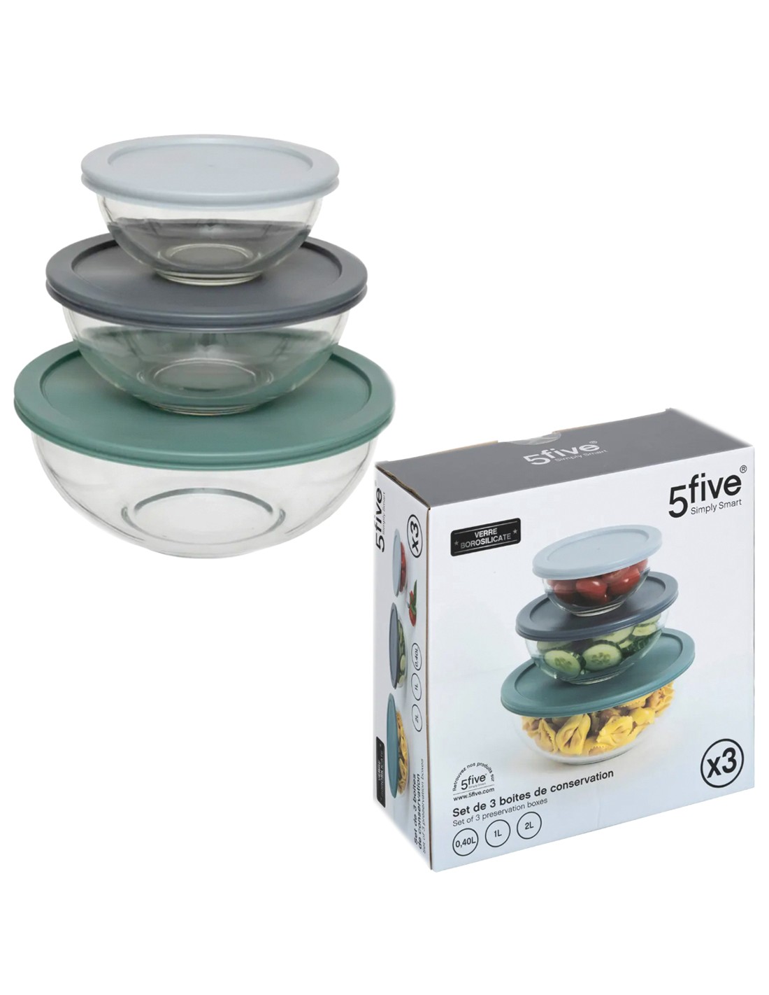 SET 3 CONTENITORI 203036 VETRO 0,40/1/2LT