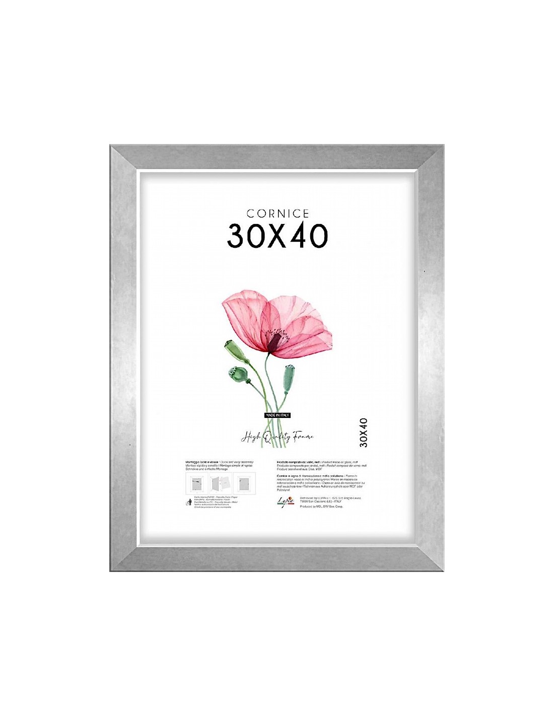 CORNICE QUADRA 30X40 ARGENTO