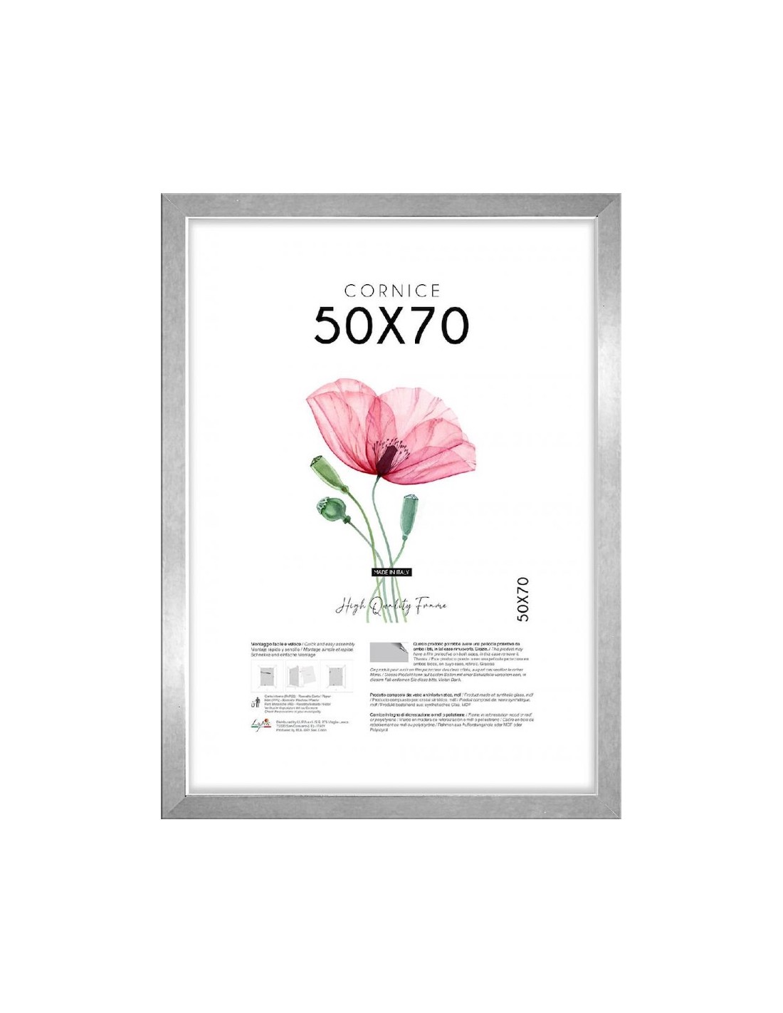 CORNICE QUADRA 50X70 ARGENTO