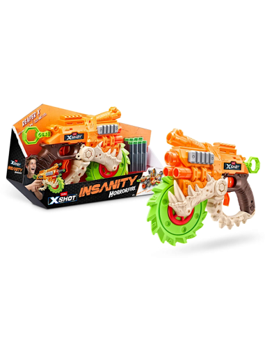 X-SHOT 36730 INSANITY HORRORFIRE, BLASTER A PROIETTILI IN SCHIUMA, ALTA POTENZA