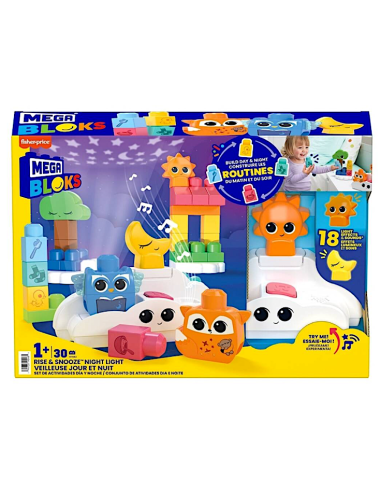 MEGA BLOKS HTH43 LUCE NOTTURNA RISE & SNOOZE CON PROIETTORE E SUONI – 30 PEZZI