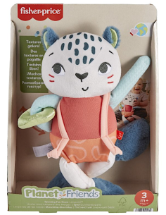 LEOPARDINO ECO AMICI DEL PIANETA FP HKD64 – PELUCHE SENSORIALE FISHER-PRICE DA 3 MESI, 95% MATERIALE RICICLATO, 31×18×21 CM