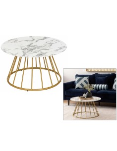 TAVOLINO BASSO 197878 RAYO EFFETTO MARMO BIANCO D70CM H40CM