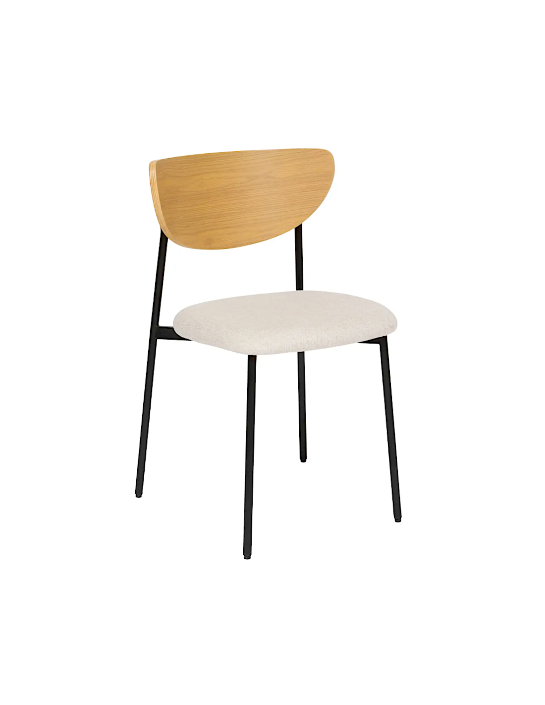 SEDIE: vendita online Sedia Jaisa, seduta in tessuto beige, schienale in legno, gambe in metallo, 50 x 50 x 81 cm in offerta