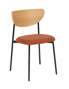 SEDIE: vendita online Sedia Jaisa, seduta in tessuto ambra, schienale in legno, gambe in metallo – 50 x 50 x 81 cm in offerta