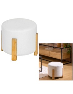POUF 207314A BANSA BIANCO 37X32CM MDF/BAMBOO