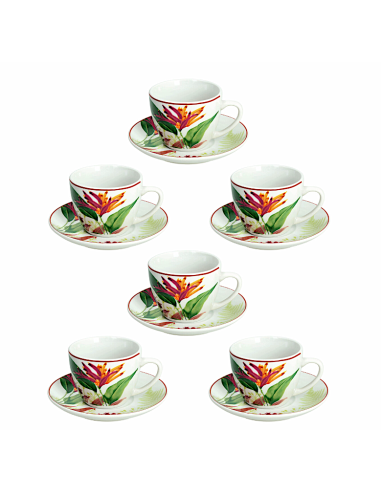MADISON TROPICALIA SET 6 TAZZE CAFFE CON PIATTINO