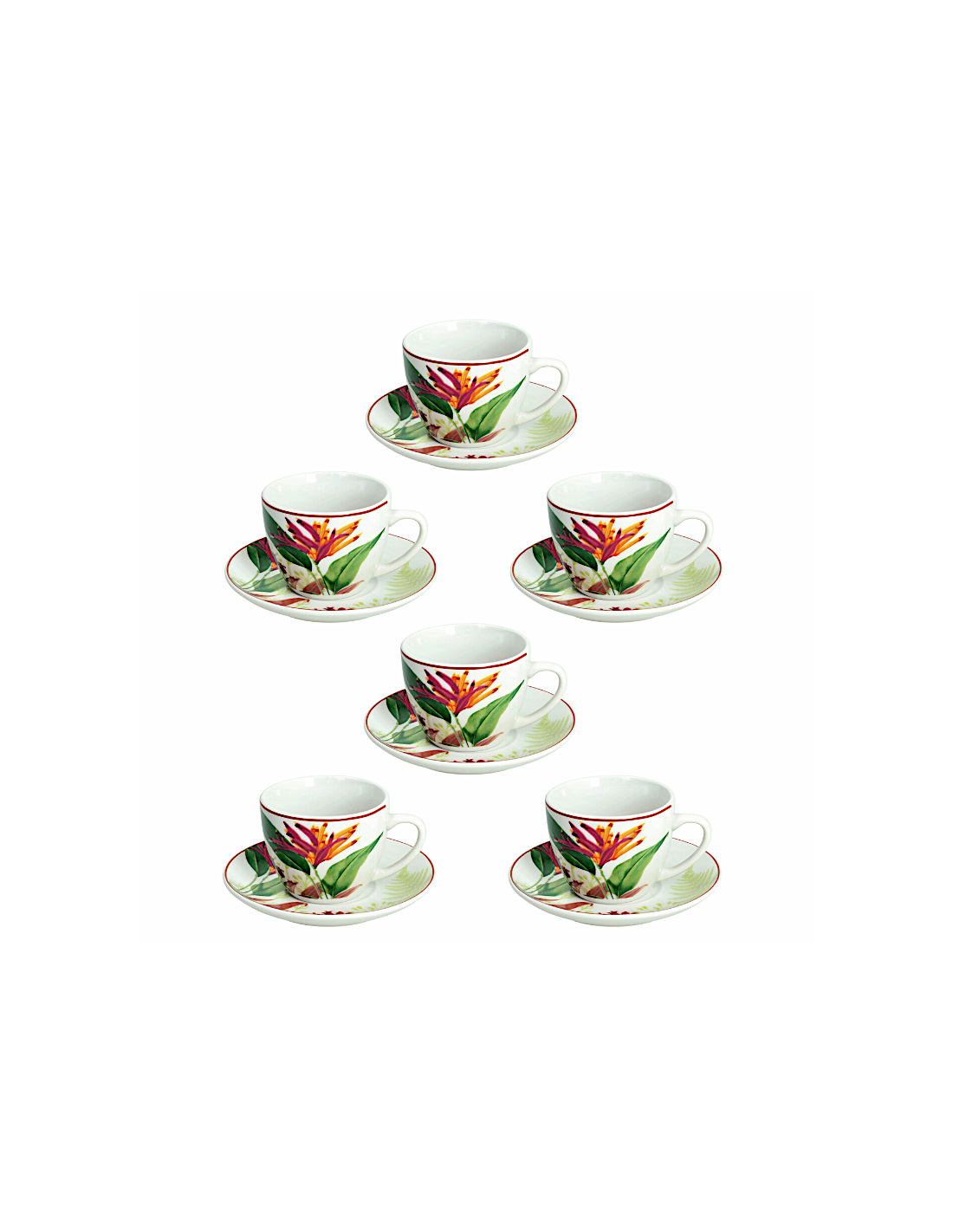 MADISON TROPICALIA SET 6 TAZZE CAFFE CON PIATTINO