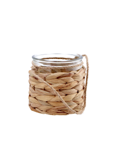PORTACANDELA 116374 VETRO/JUTA 11X10CM NATURALE