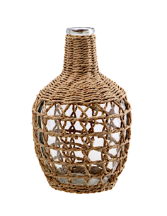 Vaso decorativo in vetro e paglia 18x30 cm – Stile naturale ed elegante | shopincasa.it