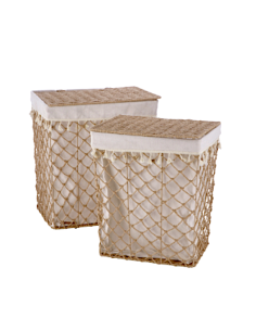 PORTABIANCHERIA 116396 2 MIS PAGLIA/METALLO 45X35X51CM