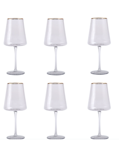 CONF 6 CALICI PC218874 CRISTALLO 400ML BORDO ORO