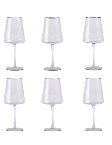 CONF 6 CALICI PC218874 CRISTALLO 400ML BORDO ORO