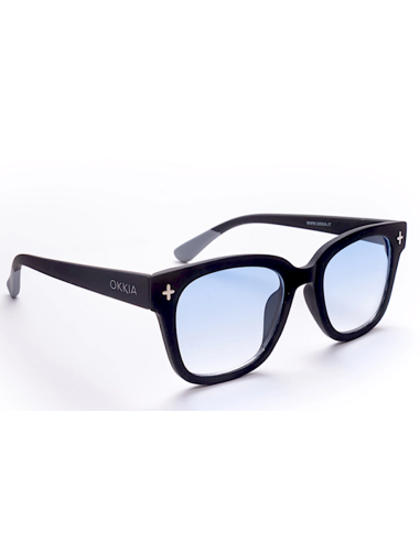 OCCHIALI: vendita online Occhiali da sole OKKIA Giovanni, big frame, nero, lenti blu, rivetti a +, stile audace, design unise...